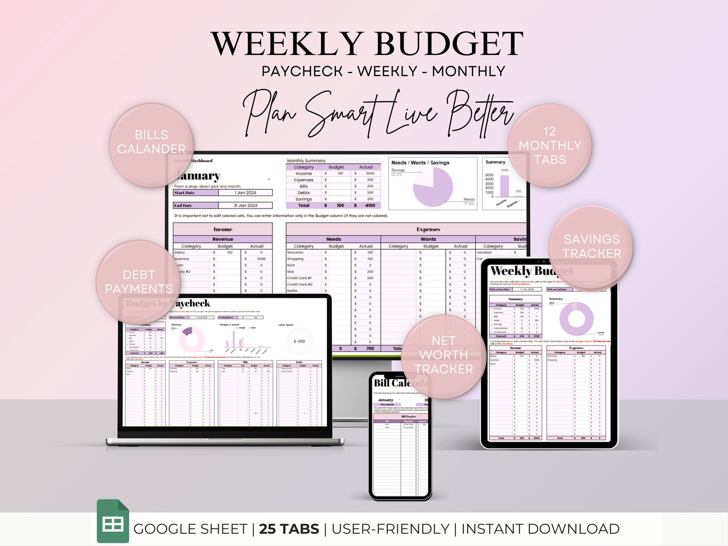 Weekly Budget Planner - Berry Template