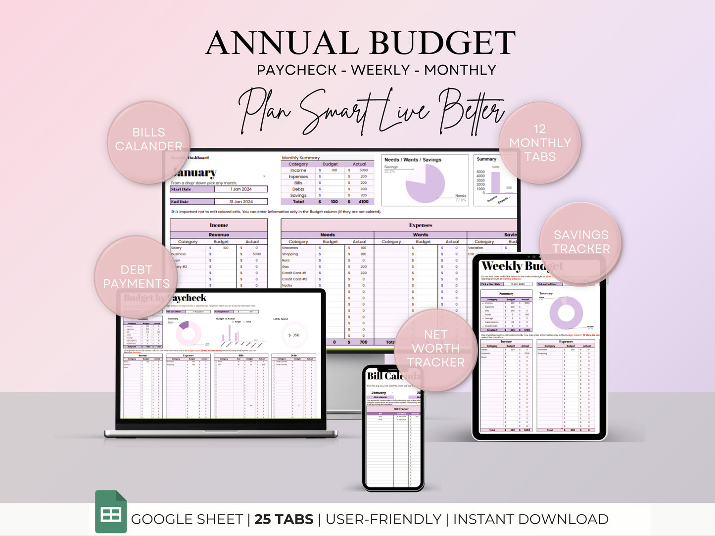 Annual Budget Planner - Berry Template