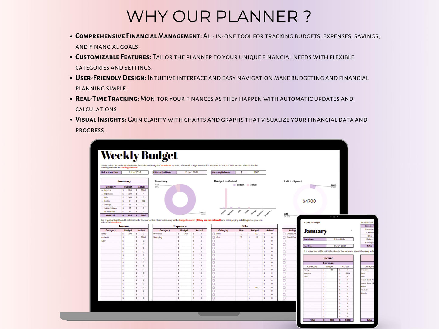 Weekly Budget Planner - Berry Template