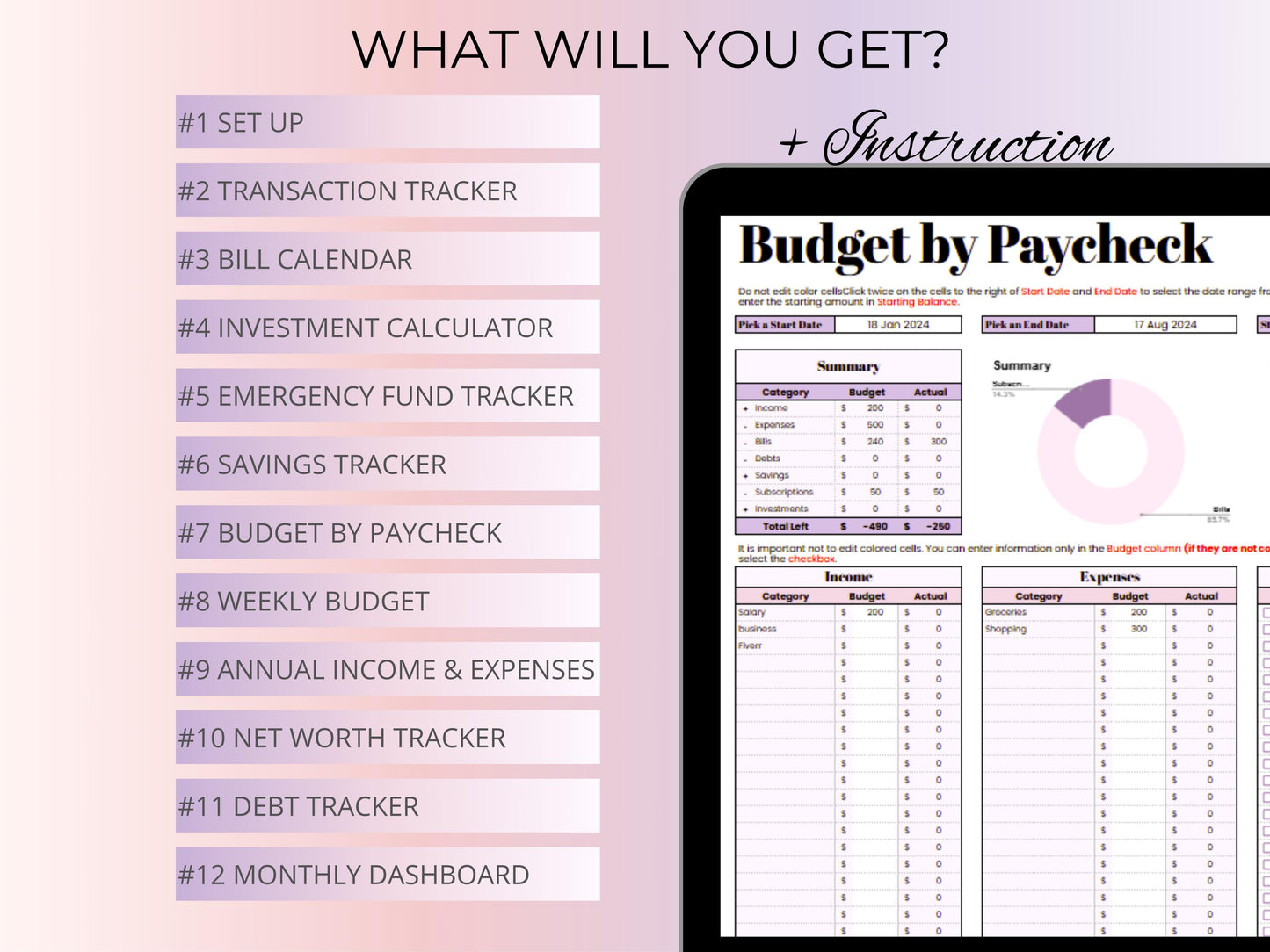 Weekly Budget Planner - Berry Template