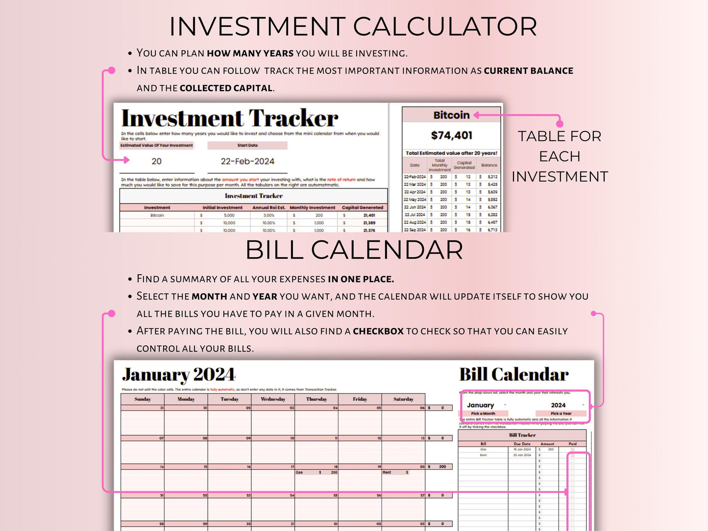 Biweekly Budget Planner - Pink Template