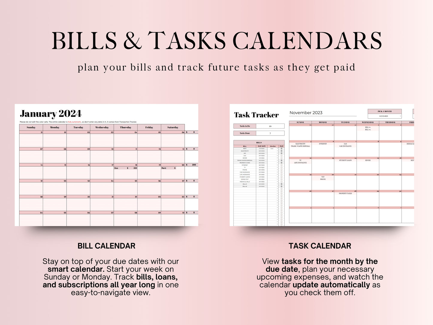 Annual Budget Planner - Pink Template