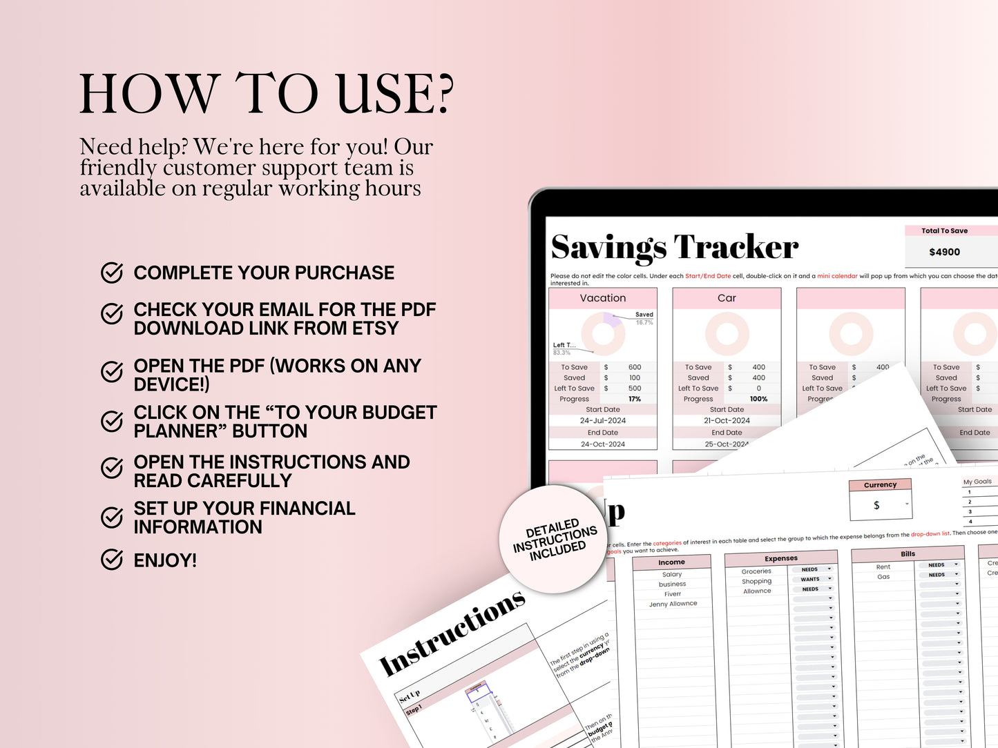 Annual Budget Planner - Pink Template