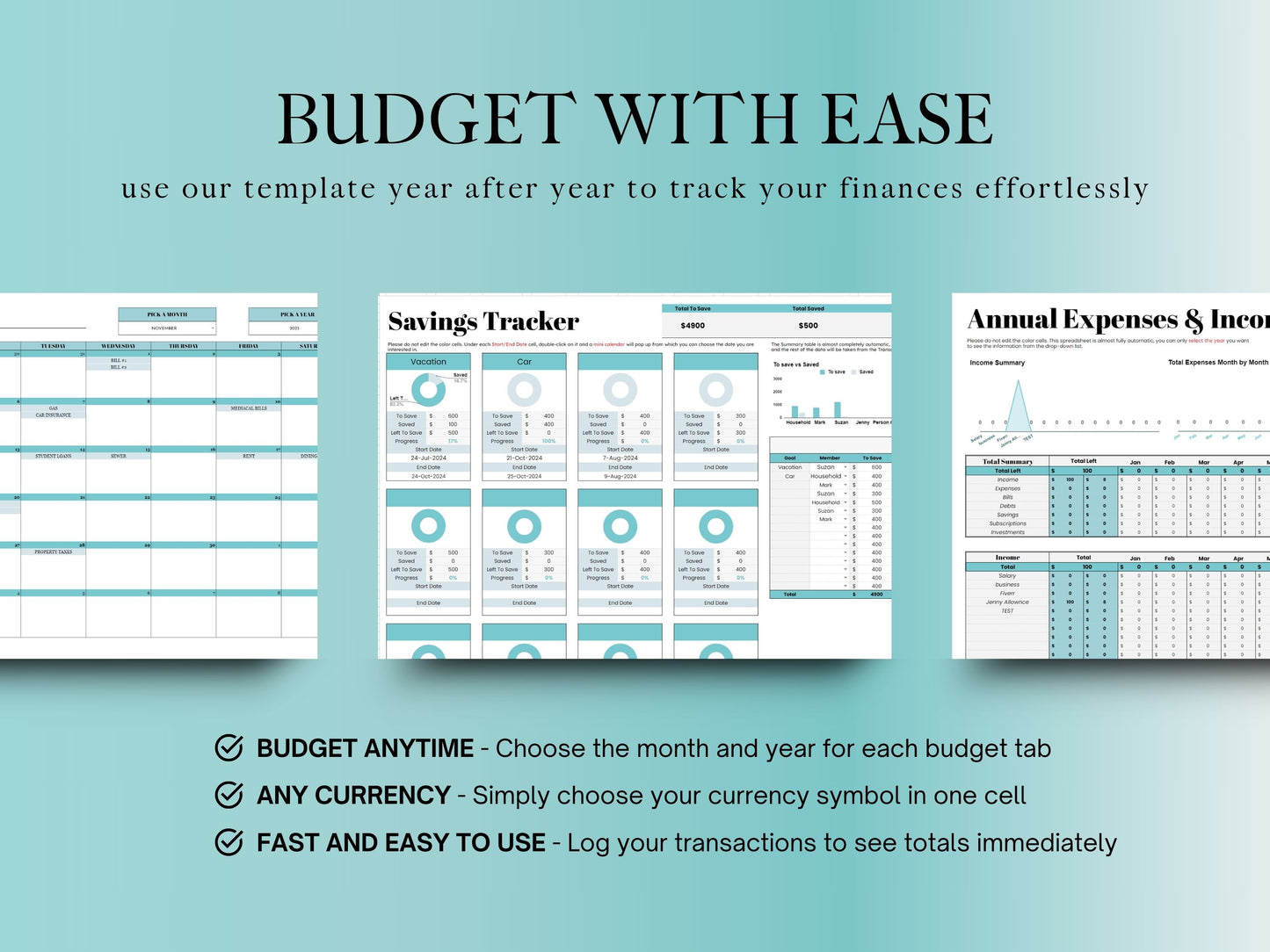 Annual Budget Planner - Blue Template