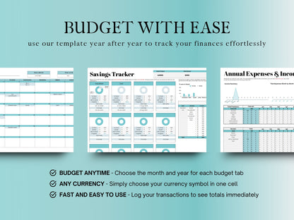 Annual Budget Planner - Blue Template