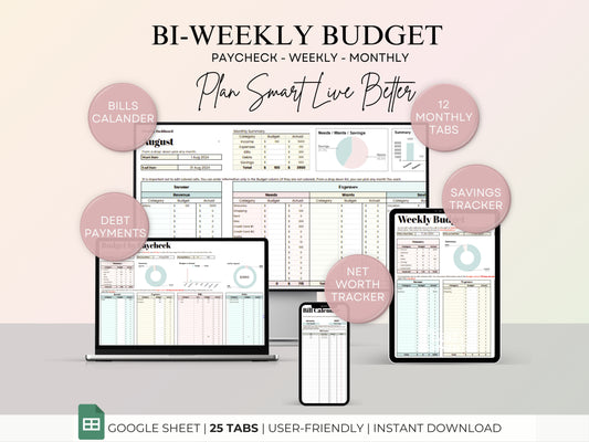 Biweekly Budget Planner - Pastel Template