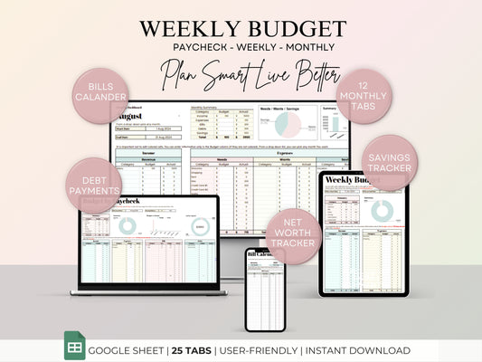 Weekly Budget Planner - Pastel Template