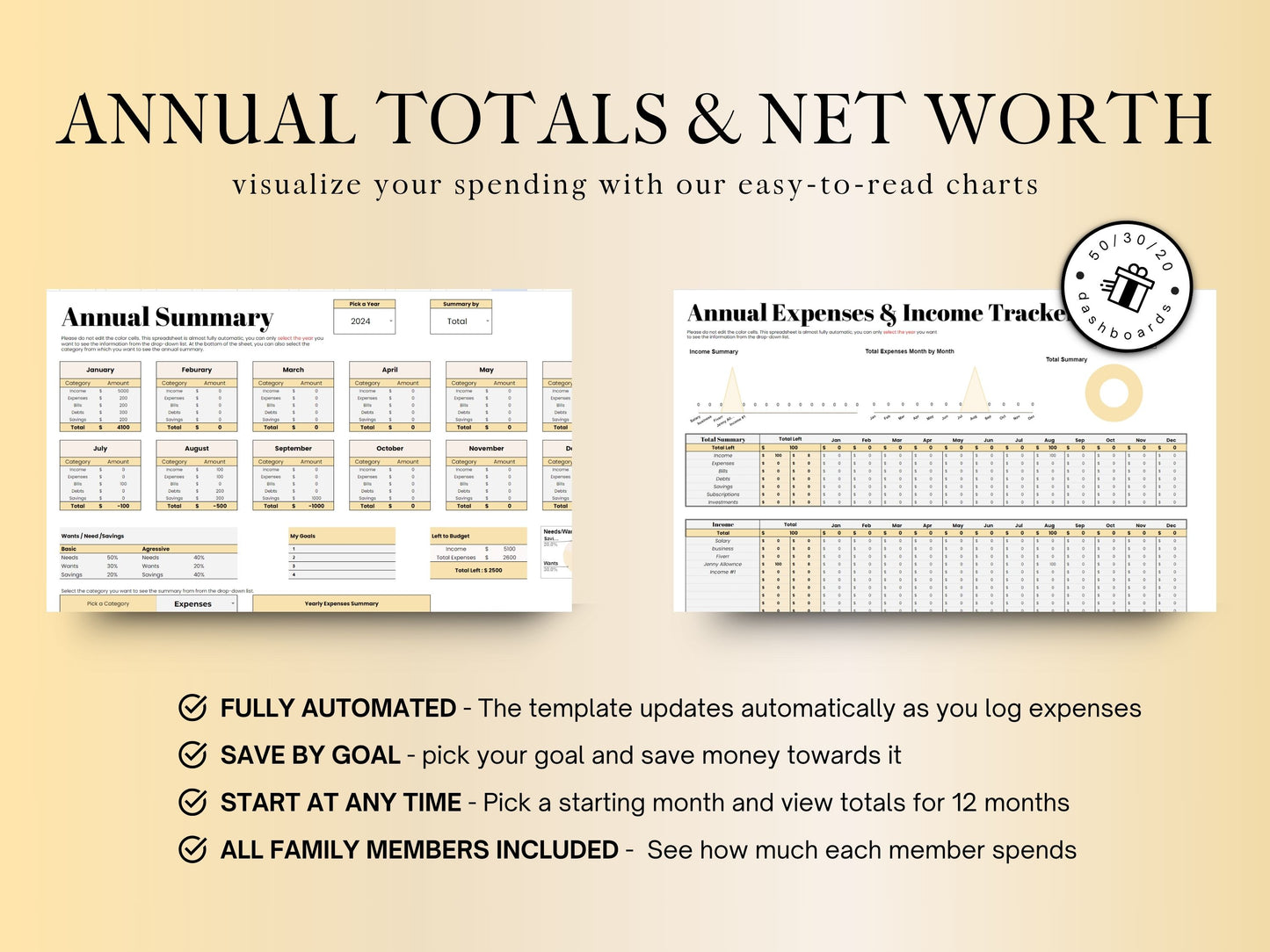 Annual Budget Planner - Yellow Template