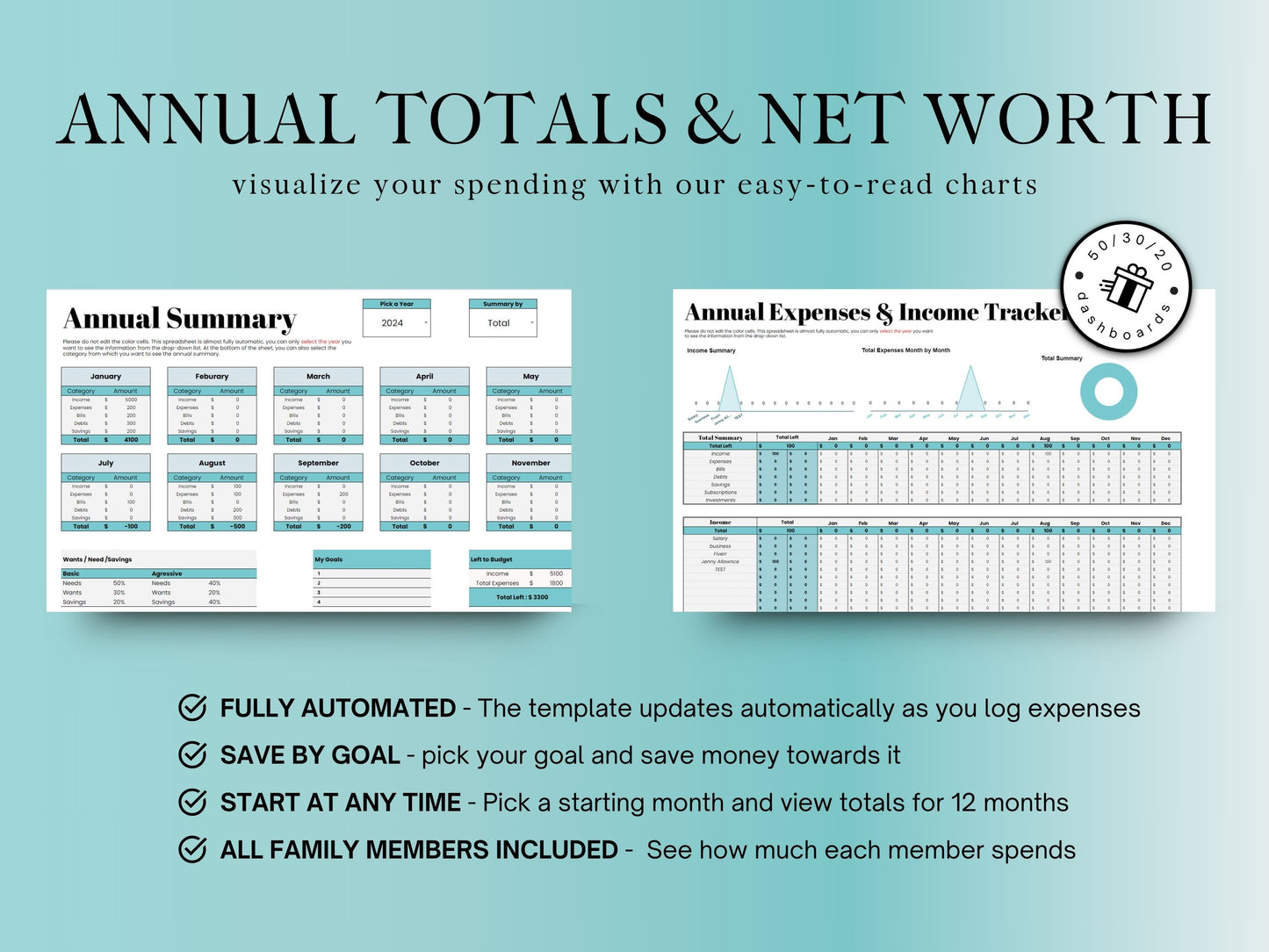 Annual Budget Planner - Blue Template