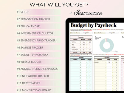 Monthly Budget Planner - Pastel Template