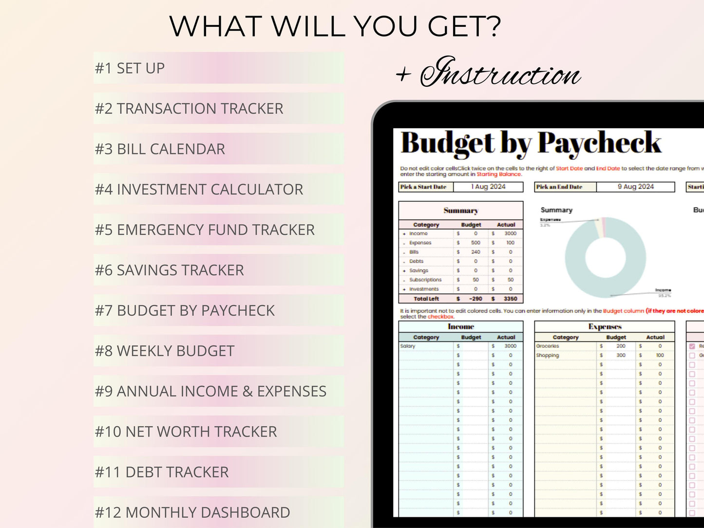 Annual Budget Planner - Pastel Template