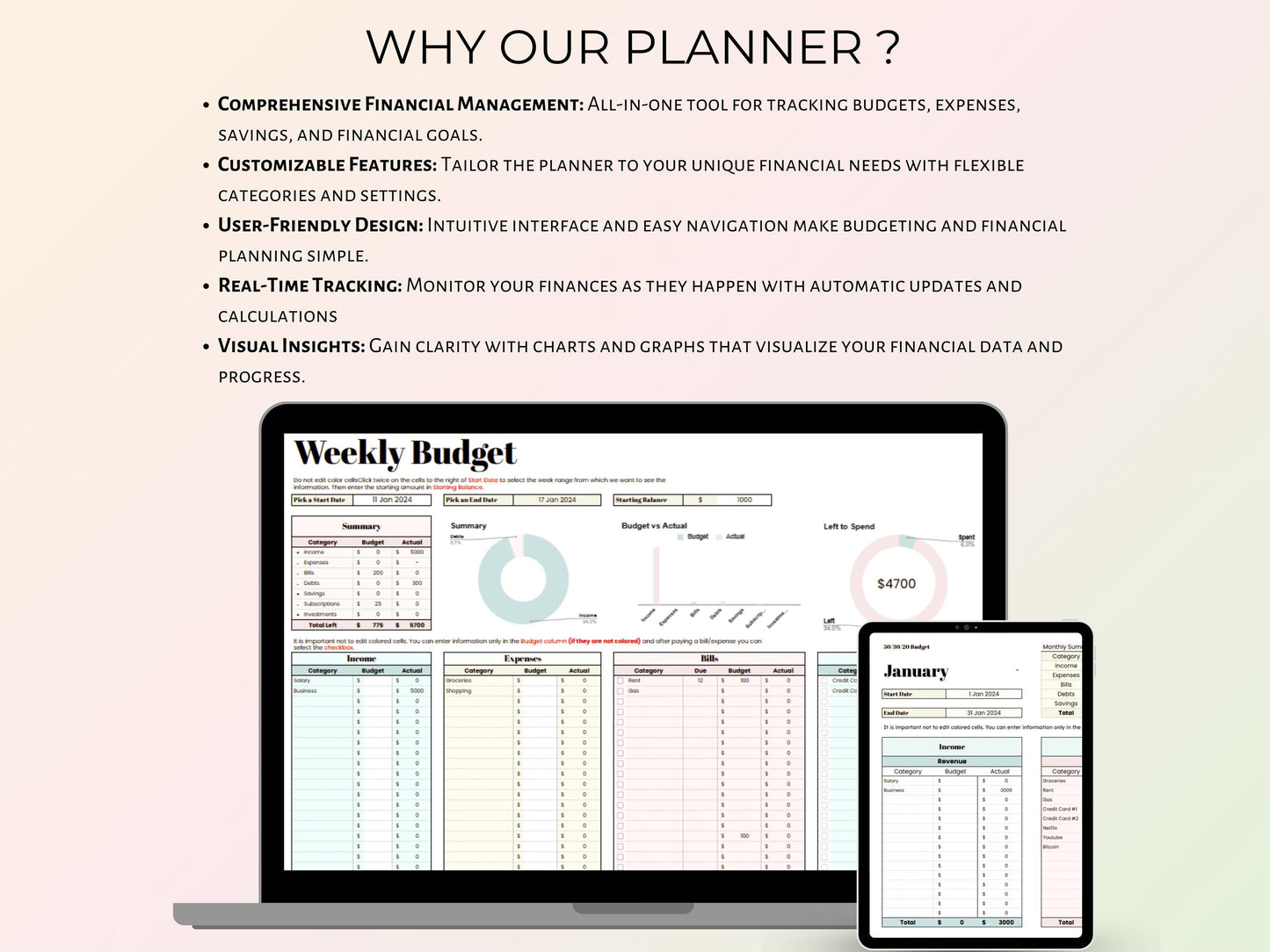 Biweekly Budget Planner - Pastel Template