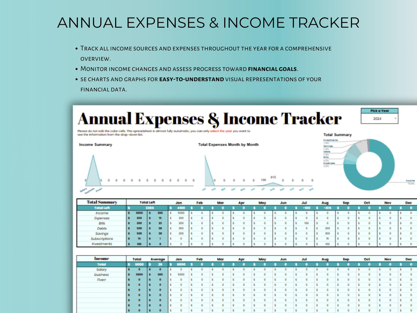 Monthly Budget Planner - Blue Template