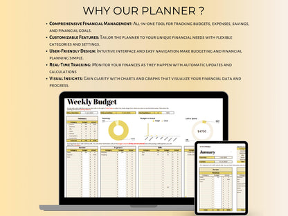 Weekly Budget Planner - Yellow Template