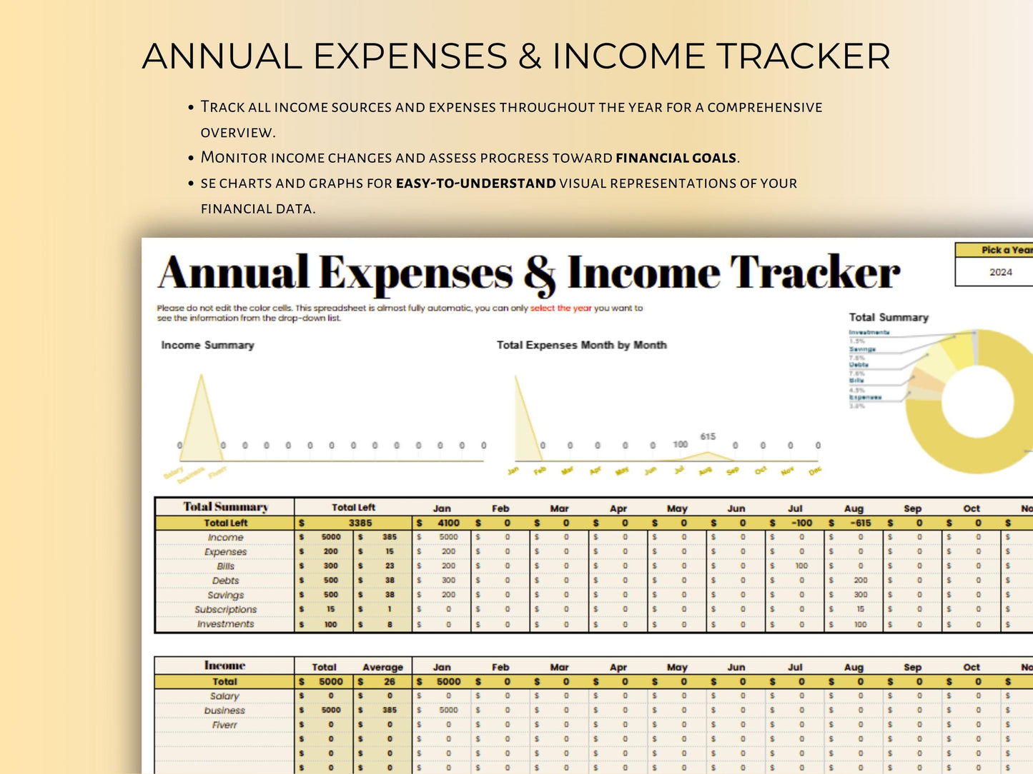 Monthly Budget Planner - Yellow Template