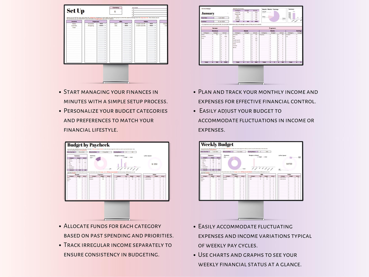 Paycheck Budget Planner - Berry Template