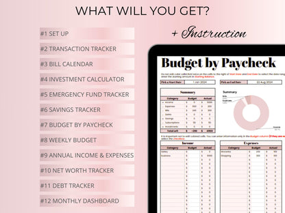 Weekly Budget Planner - Pink Template