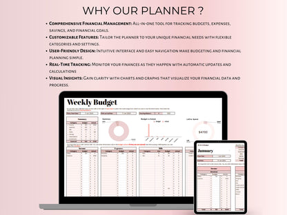 Monthly Budget Planner - Pink Template