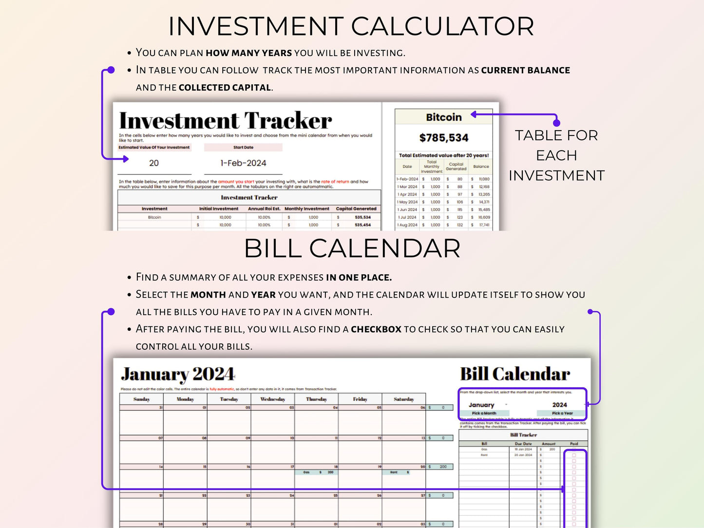 Paycheck Budget Planner - Pastel Template