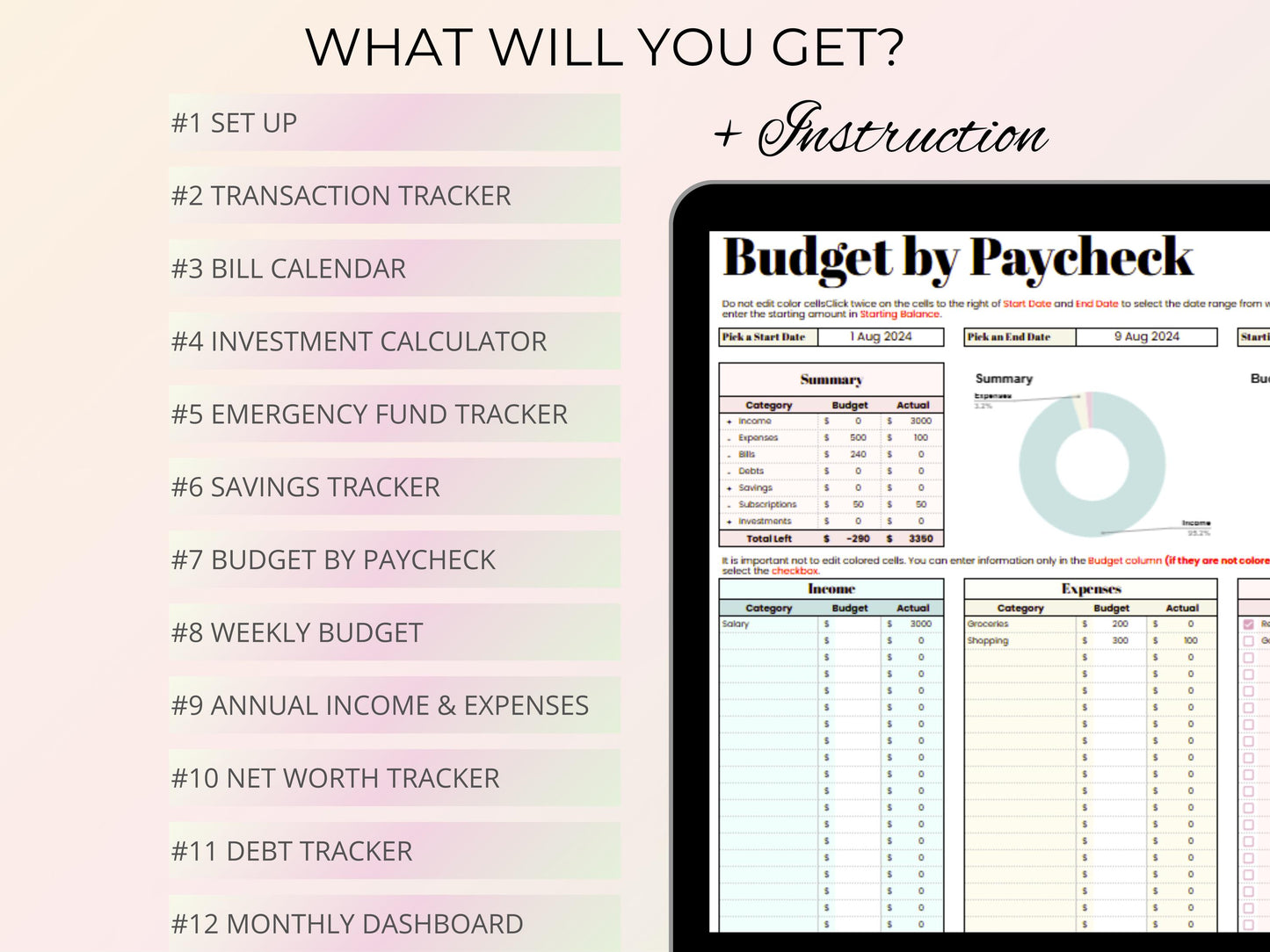 Biweekly Budget Planner - Pastel Template