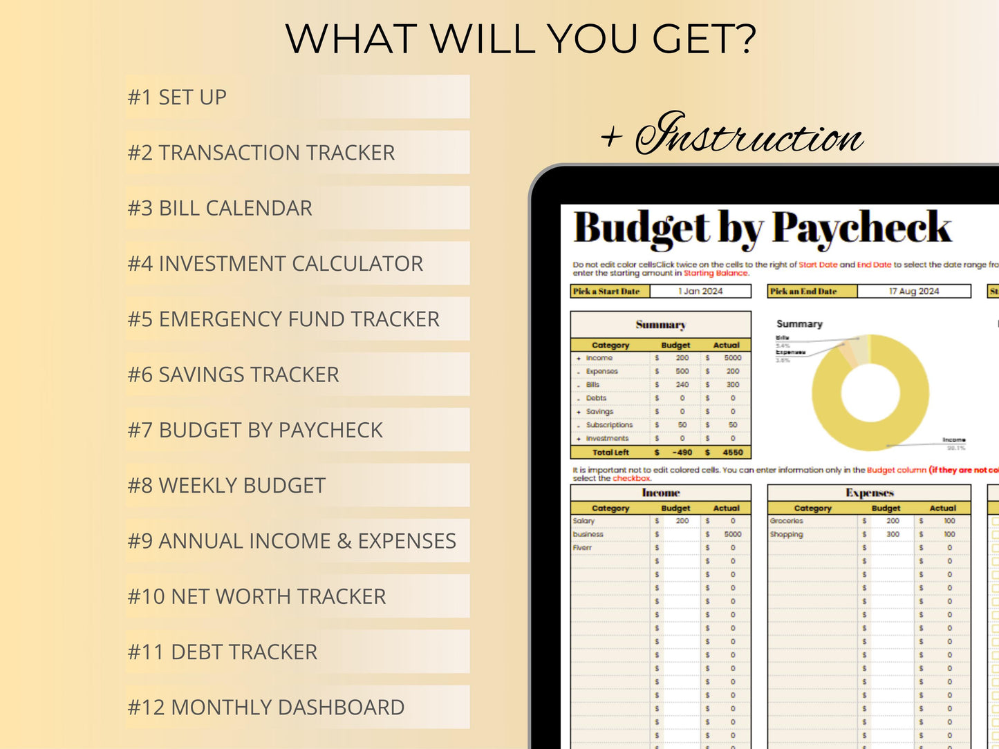 Weekly Budget Planner - Yellow Template