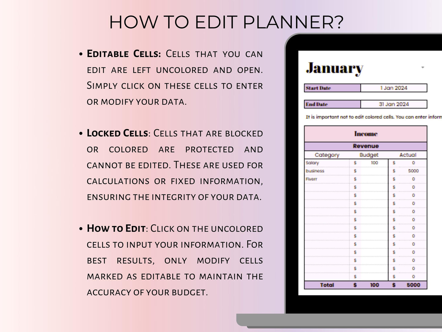 Monthly Budget Planner - Berry Template