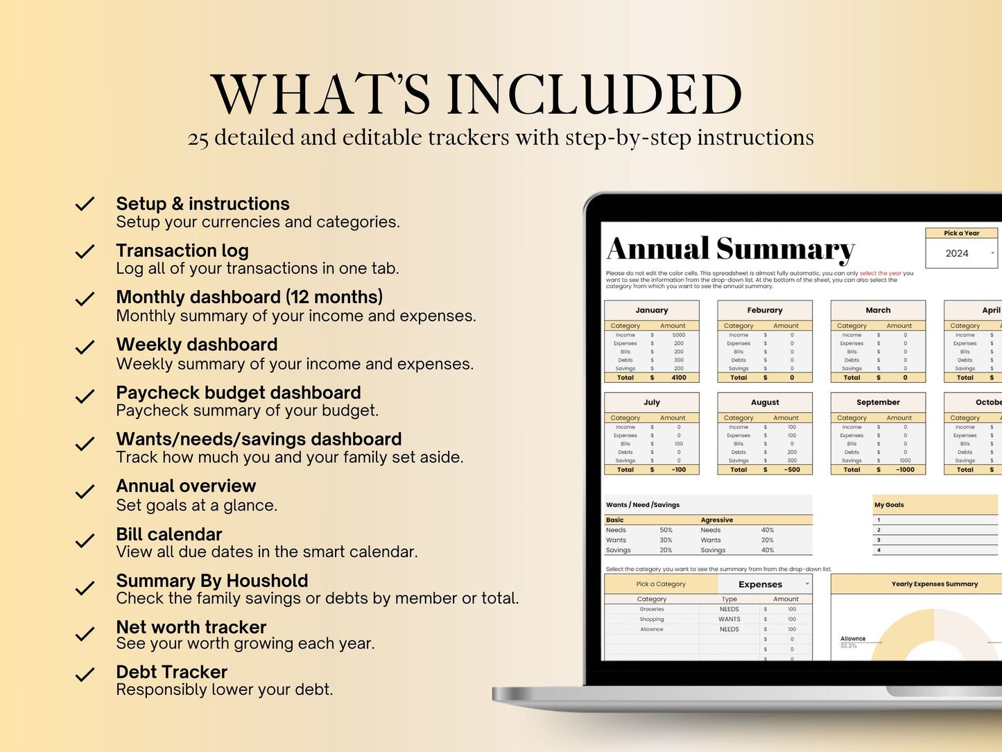 Annual Budget Planner - Yellow Template