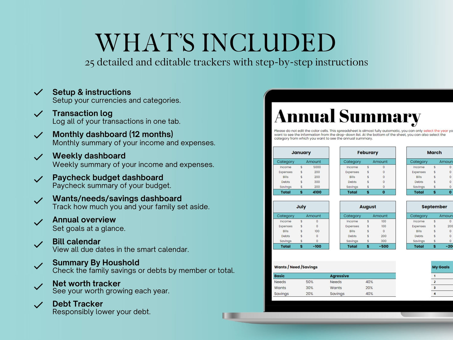 Annual Budget Planner - Blue Template