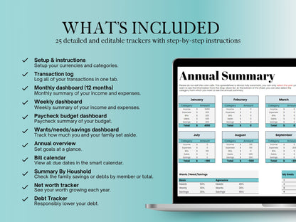 Annual Budget Planner - Blue Template