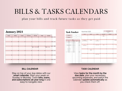 Annual Budget Planner - Pink Template